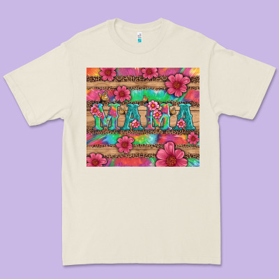 Mama With Tie Dye And Flowers Premium Tee Designed By Artiststas