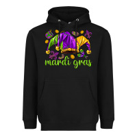 Black Mardi Gras with jester hat Heavyweight Hoodie - HowdyJamesFarm