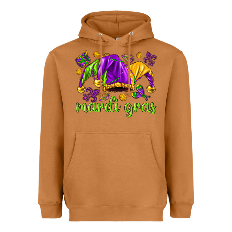 Mardi Gras With Jester Hat Heavyweight Hoodie by HowdyJamesFarm | Teevron