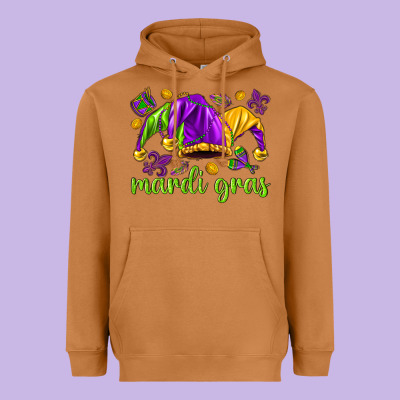 Mardi Gras With Jester Hat Heavyweight Hoodie Designed By Howdyjamesfarm