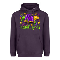 Plum Mardi Gras with jester hat Heavyweight Hoodie - HowdyJamesFarm