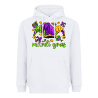 White Mardi Gras with jester hat Heavyweight Hoodie - HowdyJamesFarm