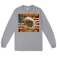 Heather Grey American Flag Eagle Tumbler Long Sleeve Tee - LillyAllenDesigns