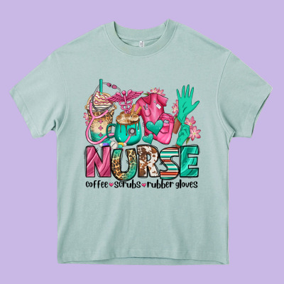 Nurse Coffee Scrubs Rubber Gloves Heavy Core Tee Designed By Jasminsmagicworld