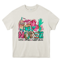 Cream nurse coffee scrubs rubber gloves Heavy Core Tee - Jasminsmagicworld