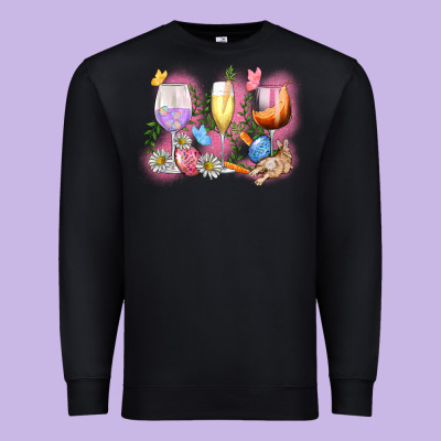 Easter Wine Glasses  Easter Day Premium Sweatshirt Designed By Cowgirlartshop