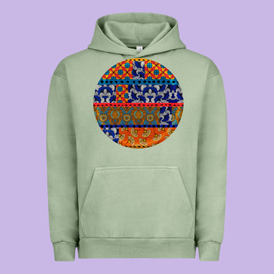 African Fabric Pattern Round Earrings Urban Hoodie Designed By Bundleandbundleshop