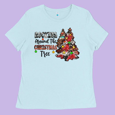 Rocking Around The Christmas Tree Ladies Tee Designed By Jahusdesignshop