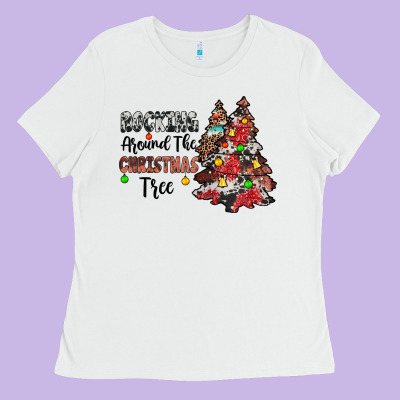 Rocking Around The Christmas Tree Ladies Tee Designed By Jahusdesignshop