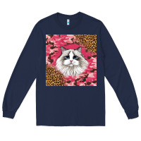 Navy ragdoll cat Long Sleeve Tee - LillyAllenDesigns