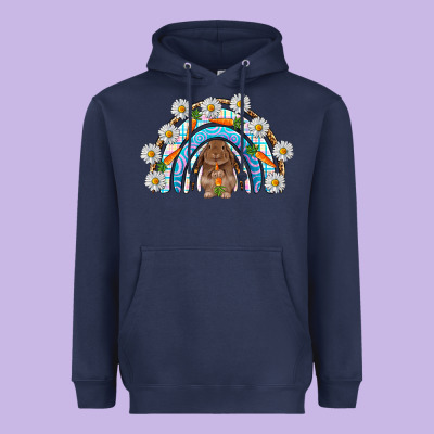 Easter Bunny With Carrot Rainbow Easter Day Heavyweight Hoodie Designed By Howdyjamesfarm