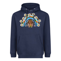 Navy Easter Bunny with carrot rainbow Easter Day Heavyweight Hoodie - HowdyJamesFarm