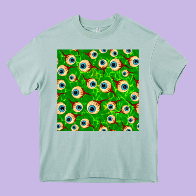 Halloween Eye Balls Seamless Pattern Heavy Core Tee Designed By Bundleandbundleshop