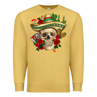Antique Gold Di de los muertos with roses Mexico Premium Sweatshirt - HowdyJamesFarm