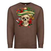 Chestnut Di de los muertos with roses Mexico Premium Sweatshirt - HowdyJamesFarm