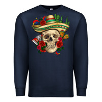 Navy Di de los muertos with roses Mexico Premium Sweatshirt - HowdyJamesFarm