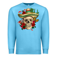 Ocean Blue Di de los muertos with roses Mexico Premium Sweatshirt - HowdyJamesFarm