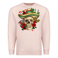 Pale Pink Di de los muertos with roses Mexico Premium Sweatshirt - HowdyJamesFarm