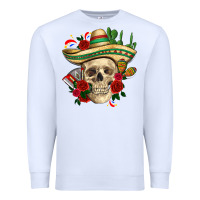 White Di de los muertos with roses Mexico Premium Sweatshirt - HowdyJamesFarm