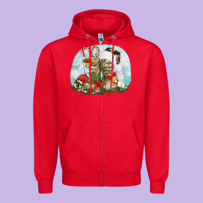 Army Boots Christmas Zipper Hoodie Designed By Texasbilliewilder