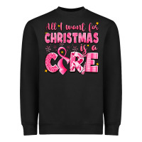 Black all i want for christmas is a cure breast cancer Heavyweight Sweatshirt - LillyAllenDesigns
