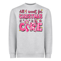 Heather Grey all i want for christmas is a cure breast cancer Heavyweight Sweatshirt - LillyAllenDesigns
