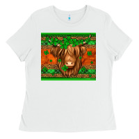 White st patricks day long haired cow Ladies Tee - Jasminsmagicworld