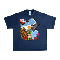 Navy Argentina hearts Urban Heavy Tee - NancyCooperArtShop