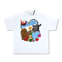 White Argentina hearts Urban Heavy Tee - NancyCooperArtShop