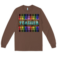 Chestnut Teacher Crayons Tumbler Long Sleeve Tee - LillyAllenDesigns