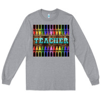 Heather Grey Teacher Crayons Tumbler Long Sleeve Tee - LillyAllenDesigns
