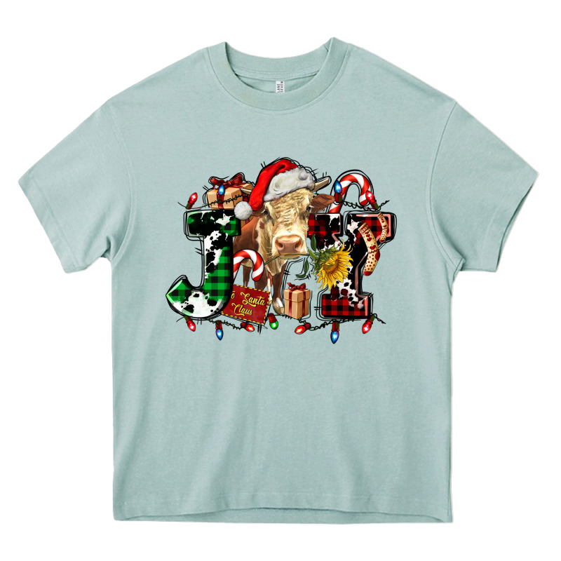Joy And Cow Christmas Candies And Letters Heavy Core Tee by AdoDesignShop | Teevron