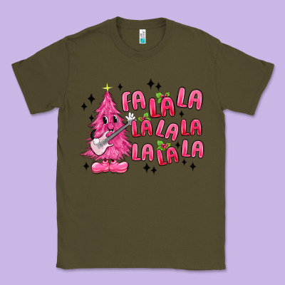 Pink Christmas Fa La La Classic Tee Designed By Maliassmallbusiness