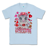 Dusty Blue i want hippopotamus for valentines day Classic Tee - CowhideDigitalArt
