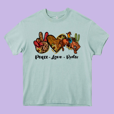Peace Love Rodeo Heavy Core Tee Designed By Jahusdesignshop