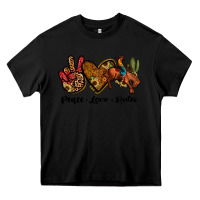 Black peace love rodeo Heavy Core Tee - JahusDesignShop