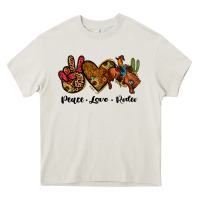Cream peace love rodeo Heavy Core Tee - JahusDesignShop