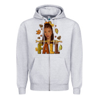 Heather Grey Just a girl who loves Fall afro woman Zipper Hoodie - NancyCooperArtShop