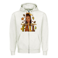 Oatmeal Heather Just a girl who loves Fall afro woman Zipper Hoodie - NancyCooperArtShop