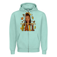 Seafoam Just a girl who loves Fall afro woman Zipper Hoodie - NancyCooperArtShop