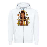 White Just a girl who loves Fall afro woman Zipper Hoodie - NancyCooperArtShop