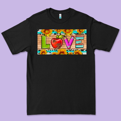 Love And Sunflower With Pen And Apple License Plate Template Premium Tee Designed By Artiststas