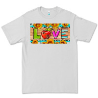 Dove Grey love and sunflower with pen and apple license plate template Premium Tee - Artiststas