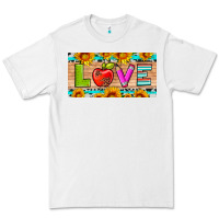 White love and sunflower with pen and apple license plate template Premium Tee - Artiststas
