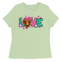 Love Easter Floral Longhaired Cow Ladies Tee | Teevron