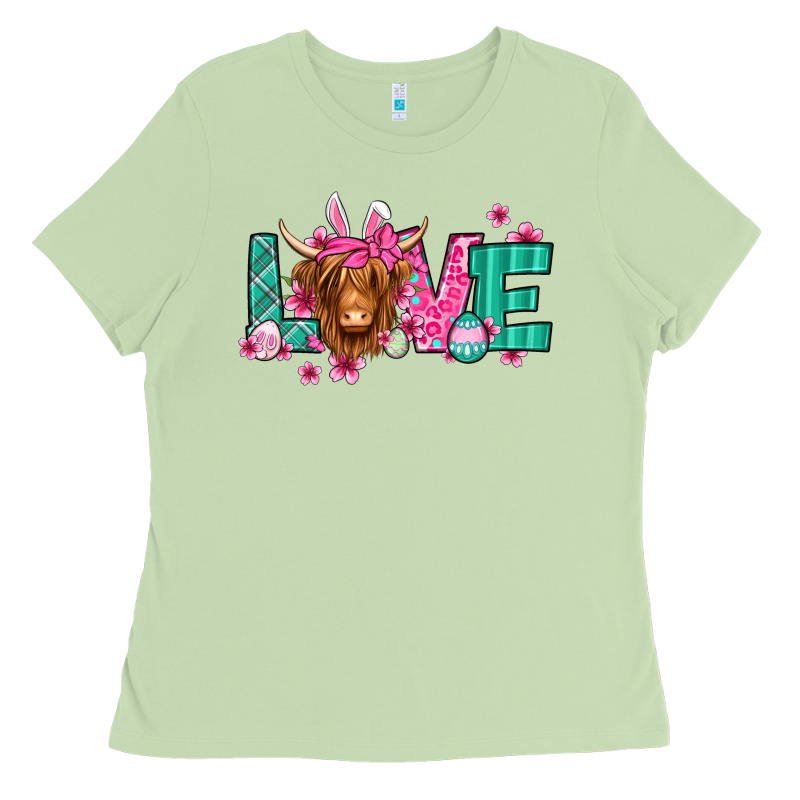 Love Easter Floral Longhaired Cow Ladies Tee by Jasminsmagicworld | Teevron