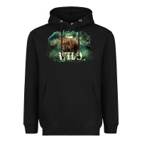 Black Stay wild night Grizzly Bear Heavyweight Hoodie - HowdyJamesFarm