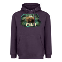 Plum Stay wild night Grizzly Bear Heavyweight Hoodie - HowdyJamesFarm