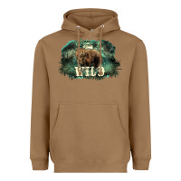 Toasted Coconut Stay wild night Grizzly Bear Heavyweight Hoodie - HowdyJamesFarm