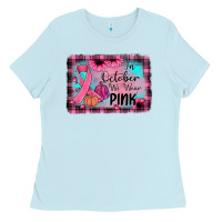Baby Blue in october we wear pink Ladies Tee - JahusDesignShop